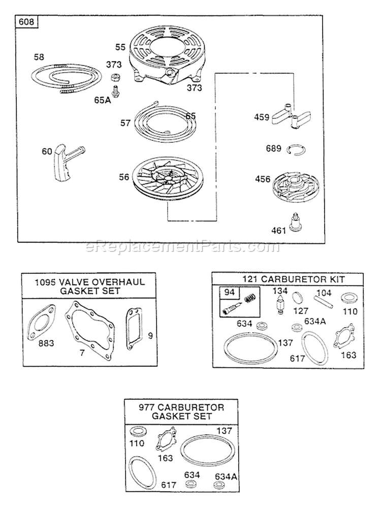 Page D Diagram and Parts List for  Briggs and Stratton